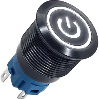 Proride Metalen Drukschakelaar 12V ON-OFF - 16mm - Aan/uit schakelaar - Spatwaterdicht - 12V/24V - LED Indicatie Wit