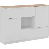 Vicco Betti Dressoir – 120 x 83.6 cm 2x deur, 2x lade en 1x open vak Wit/Sonoma