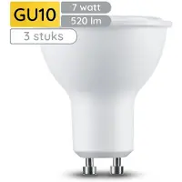 Technik GU10 LED Lamp 7W - 520lm - 2700K - Warm Wit - LED Spot - Vervangt 45W Halogeen Gloeilamp - 3 stuk