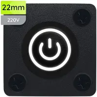 Proride Metalen Pulsschakelaar Inbouwpaneel 220V OFF-(ON) - 22mm - met Aansluitkabel - Spatwaterdicht - LED indicatie Wit