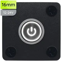 Proride Metalen Pulsschakelaar Inbouwpaneel 12V OFF-(ON) - 16mm - met Aansluitkabel - Spatwaterdicht - 12V/24V - LED indicatie Wit