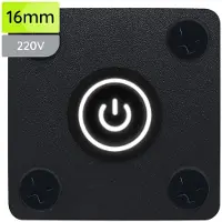 Proride Metalen drukschakelaar Inbouwpaneel 220V ON-OFF - 16mm - met Aansluitkabel - LED indicatie Wit