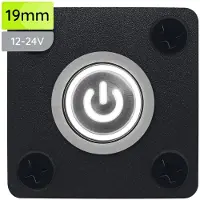 Proride Metalen drukschakelaar Inbouwpaneel 12V ON-OFF - 19mm - met Aansluitkabel - 12V/24V - LED indicatie Wit