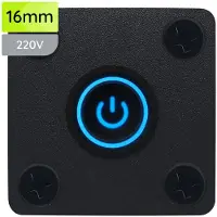 Proride Metalen Pulsschakelaar Inbouwpaneel 220V OFF-(ON) - 16mm - met Aansluitkabel - Spatwaterdicht - LED indicatie Blauw
