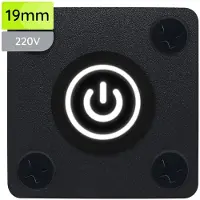 Proride Metalen Pulsschakelaar Inbouwpaneel 220V OFF-(ON) - 19mm - met Aansluitkabel - Spatwaterdicht - LED indicatie Wit