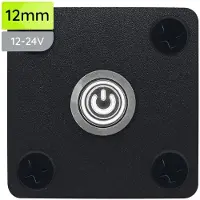 Proride Metalen Pulsschakelaar Inbouwpaneel 12V OFF-(ON) - 12mm - met Aansluitkabel - Spatwaterdicht - 12V/24V - LED Indicatie Wit
