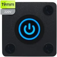Proride Metalen Pulsschakelaar Inbouwpaneel 220V OFF-(ON) - 19mm - met Aansluitkabel - Spatwaterdicht - LED indicatie Blauw