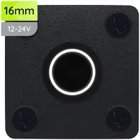 Proride Metalen Pulsschakelaar Inbouwpaneel 12V OFF-(ON) - 16mm - met Aansluitkabel - Spatwaterdicht - 12V/24V - LED indicatie Wit