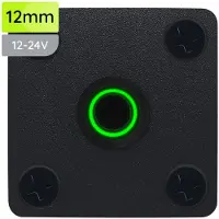 Proride Metalen Pulsschakelaar Inbouwpaneel 12V OFF-(ON) - 12mm - met Aansluitkabel - Spatwaterdicht - 12V/24V - LED indicatie Groen