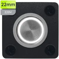 Proride Metalen Pulsschakelaar Inbouwpaneel 220V OFF-(ON) - 22mm - met Aansluitkabel - Spatwaterdicht - LED indicatie Wit