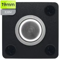 Proride Metalen Pulsschakelaar Inbouwpaneel 220V OFF-(ON) - 19mm - met Aansluitkabel - Spatwaterdicht - LED indicatie Wit