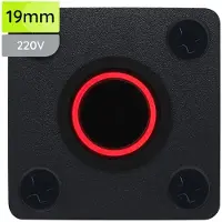 Proride Metalen Pulsschakelaar Inbouwpaneel 220V OFF-(ON) - 19mm - met Aansluitkabel - Spatwaterdicht - LED indicatie Rood