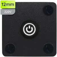 Proride Metalen Pulsschakelaar Inbouwpaneel 220V OFF-(ON) - 12mm - met Aansluitkabel - Spatwaterdicht - LED indicatie Wit