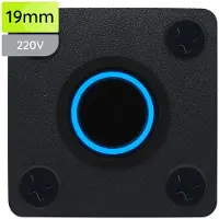 Proride Metalen Pulsschakelaar Inbouwpaneel 220V OFF-(ON) - 19mm - met Aansluitkabel - Spatwaterdicht - LED indicatie Blauw