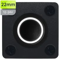 Proride Metalen Pulsschakelaar Inbouwpaneel 12V OFF-(ON) - 22mm - met Aansluitkabel - Spatwaterdicht - 12V/24V - LED indicatie Wit