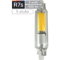 Avide R7s LED Staaflamp Dimbaar 78mm - 5W 220-240V - 4000K - 500lm - LED Lampjes Insteek - Wit licht - Vervangt 42W lamp - 5 stuks
