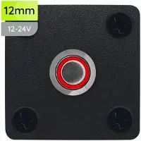 Proride Metalen Pulsschakelaar Inbouwpaneel 12V OFF-(ON) - 12mm - met Aansluitkabel - Spatwaterdicht - 12V/24V - LED indicatie Rood