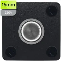 Proride Metalen Pulsschakelaar Inbouwpaneel 220V OFF-(ON) - 16mm - met Aansluitkabel - Spatwaterdicht - LED indicatie Wit