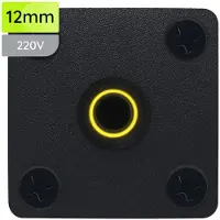 Proride Metalen Pulsschakelaar Inbouwpaneel 220V OFF-(ON) - 12mm - met Aansluitkabel - Spatwaterdicht - LED indicatie Geel