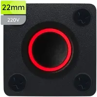 Proride Metalen drukschakelaar Inbouwpaneel 220V ON-OFF - 22mm - met Aansluitkabel - LED indicatie Rood