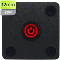 Proride Metalen drukschakelaar Inbouwpaneel 220V ON-OFF - 12mm - met Aansluitkabel - LED indicatie Rood