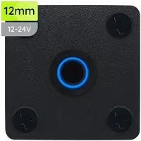 Proride Metalen Pulsschakelaar Inbouwpaneel 12V OFF-(ON) - 12mm - met Aansluitkabel - Spatwaterdicht - 12V/24V - LED indicatie Blauw