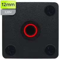 Proride Metalen Pulsschakelaar Inbouwpaneel 220V OFF-(ON) - 12mm - met Aansluitkabel - Spatwaterdicht - LED indicatie Rood