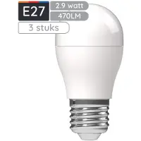 Avide E27 LED Lamp 2.9W - Hoog Lumen 470 Lumen - 240V - 3000K - LED Globe Mini P45 - Vervangt 40W - 3 stuks