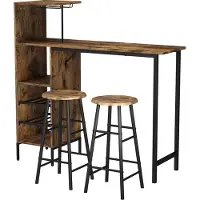 Vicco Fyrk Bartafelset – 121.5 x 40 cm met 2 krukken Zwart/eiken rustiek