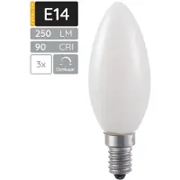 SPL E14 LED Lamp 3W Dimbaar - CRI 90 - Opaal - Extra Warm Wit - 2500K - LED Filament Kaars C35 - Vervangt 25W - 3 Stuks