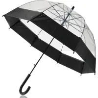 Discountershop Paraplu transparant zwarte rand -Helder uitzicht regenparaplu - Doorzichtige paraplu -bruidsparaplu lichtgewicht