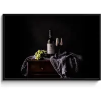 PosterMonkey Fotolijst inclusief poster - Posterlijst 120x80 cm - Posters - Druiven - Wijn - Rood - Tafel - Foto in lijst - Keuken decoratie muur - Wanddecoratie accessoires - Muurdecoratie - Schilderijen