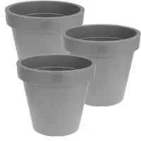 Prosperplast Bloempot/plantenpot voor binnen en buiten - 3x - D20 x H18 cm - lichtgrijs - kunststof
