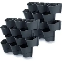 Prosperplast Verticale tuin hangende kunststof plantenpotten - 4x - Modulair - Antraciet grijs - L 67 x B 18 x H 57 cm - Binnen/buiten