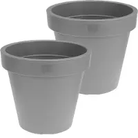 Prosperplast Bloempot/plantenpot voor binnen en buiten - 2x - D50 x H42 cm - donkergrijs - kunststof