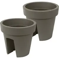 Prosperplast Balkon plantenpot/bloempot - 2x - taupe - 5 liter - kunststof - D25 x H23 cm