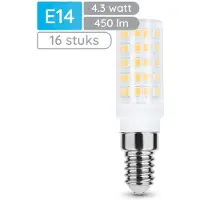 Modee Lighting LED Buislamp E14 - 4.3W 2700K 450lm 230V - LED Afzuigkaplamp - Warm Wit - 16 stuks