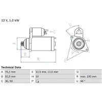Bosch Startmotor 0 986 020 780 Bosch voor o.a. AUDI, SEAT, SKODA, VOLKSWAGEN