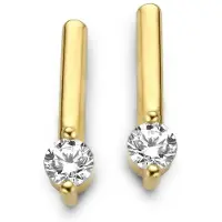 New Bling 9NBG-0158 Gouden Oorknop met Zirkonia - Staafje - 14 krt - 7,6mm - Goudkleurig
