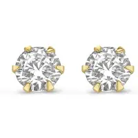 New Bling 9NBG-0197 Gouden Oorknopjes - Dames - Zirkonia - 3 mm - solitair - 6 Poot Chaton zetting - 14 Karaat - Goud
