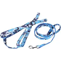 Nobleza Honden Y-tuigje met riem - Hondentuigje - Y Tuig hond - Instaptuig hond - Hondenharnas - Honden harnas - Blauw - Maat M - L60-80 cm