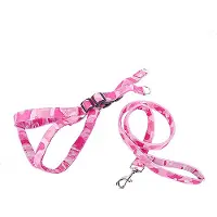 Nobleza Honden Y-tuigje met riem - Honden tuigje - Hondentuigje - Y Tuig hond - Instaptuig hond - Hondenharnas - Camouflage - Roze - Maat L - 70 x 90 cm
