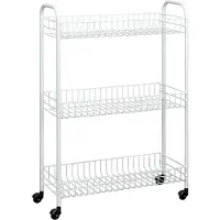 Metaltex slim keukentrolley met wielen 23x56x84 cm wit