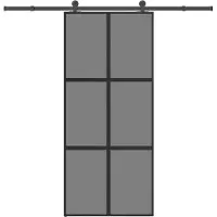 vidaXL Schuifdeur met beslag 90x205 cm gehard glas en aluminium