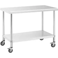Royal Catering RVS tafel met wielen - PREMIUM - 60 x 120 cm - 158 kg -
