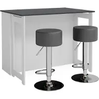 Vicco Dominic Bartafel set – 116 x 37 cm met 2 barkrukken Antraciet/wit