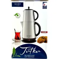 Easy - Waterkoker en Theepot - Turkse Theemaker - 2-in-1 Elektrische Samovar - RVS - 1,7L/1,0L - 2200W - Caymatik