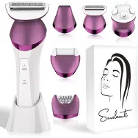 Sansbeauté 6-in-1 Ladyshave - Gezicht - Oksels - Benen - Bikinilijn - Scheerapparaat Vrouw - Epilator - Epileerapparaat Dames - Trimmer Vrouw - Bikinitrimmer - USB Oplaadbaar