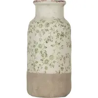 Clayre & Eef Vaas Ø 15x32 cm Groen Keramiek Bloemen