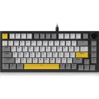 Ajazz AK820 - 75% Bedraad RGB Gaming Toetsenbord - Mechanisch - Gasket - Hot Swap - Volumeknop - QWERTY Toetsenborden- 82 Keys - Maanlicht geel
